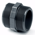 PVC-U Imperial Threaded Hexagon Nipple - All Sizes, showcasing durable black PVC construction and threaded design.