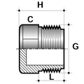 PVC-U Imperial Threaded Plug - WRAS Approved Potable Water technical diagram with dimensions.