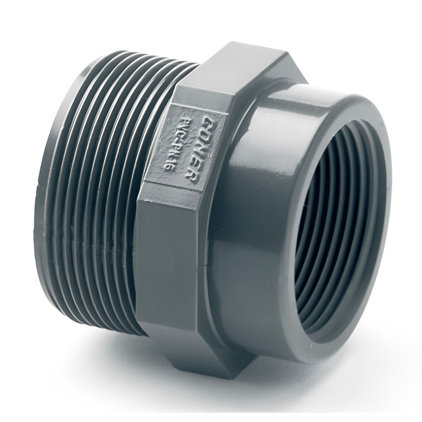 PVC-U Long Threaded Reducing Bush - Imperial Sizes for reliable piping connections.