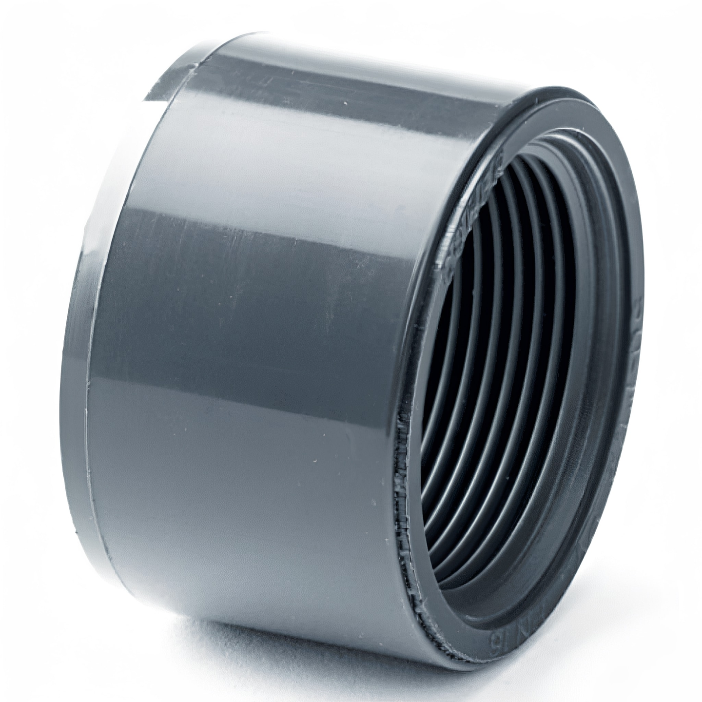 PVC-U Reducing Bush Plain to Threaded Imperial Pipe Fitting, grey threaded pipe connector for plumbing systems.