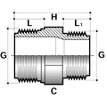 PVC-U Threaded Reducing Nipple - Imperial Male Pipe Fitting technical drawing showing dimensions.