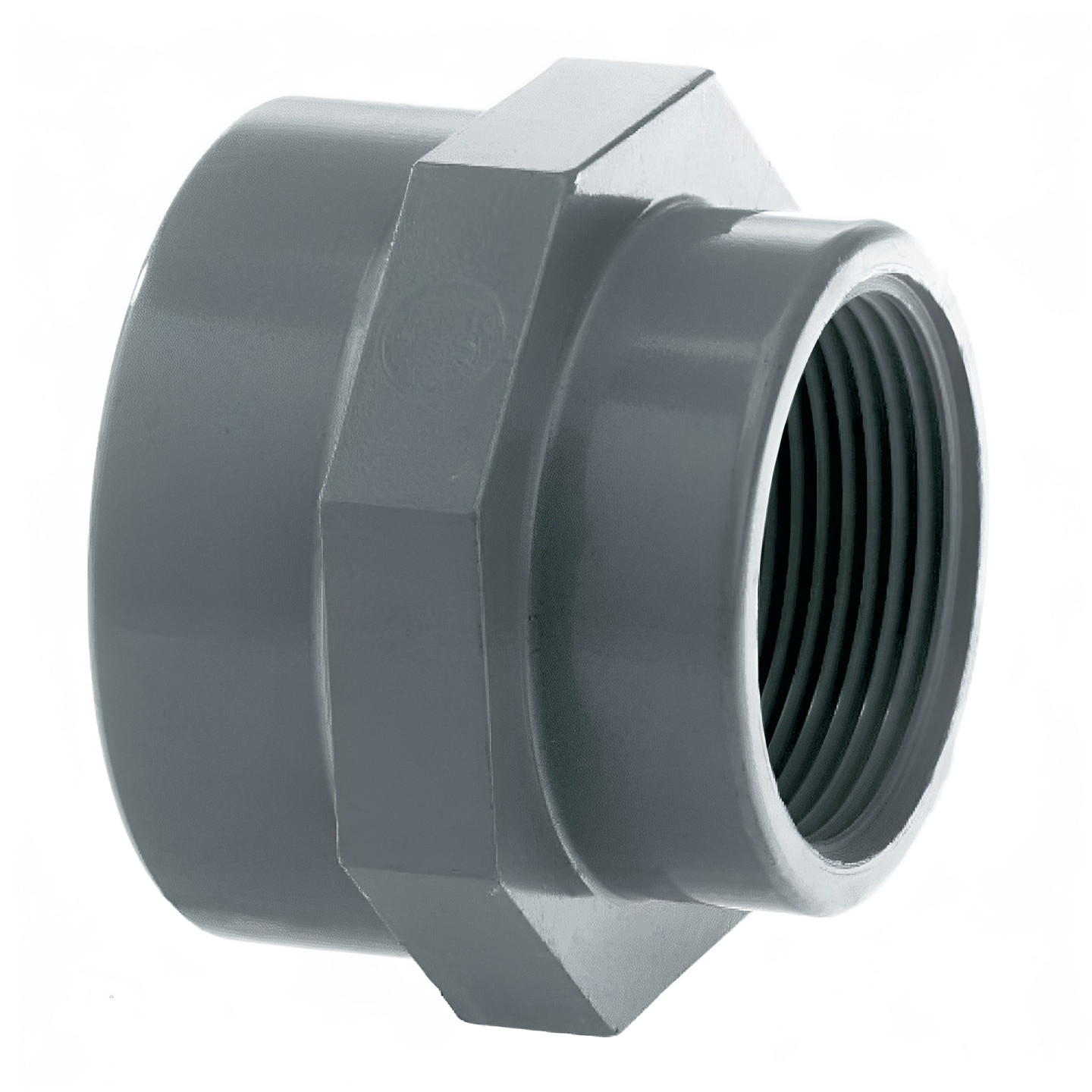 PVC-U Imperial Threaded Reducing Socket - Female BSP for connecting male-threaded pipes in pressurized systems.