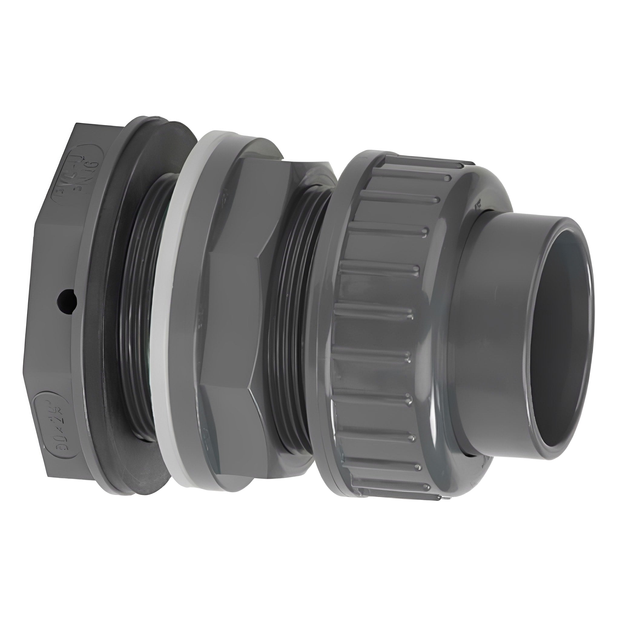 PVC-U Tank Connector with Union - Plain to Threaded BSP Metric