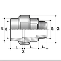 PVC-U Imperial Plain/Threaded Union - Male Thread One End dimensions illustration