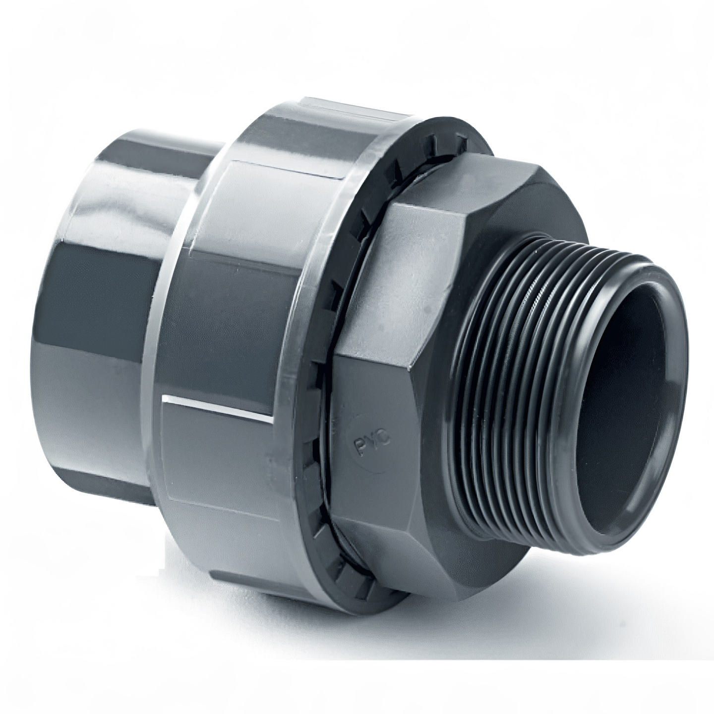 PVC-U Imperial Plain/Threaded Union - Male Thread One End for pipe fitting connection.