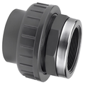 PVC-U Reinforced Plain to Threaded Imperial Union - Grey, featuring stainless steel reinforced design for durability.
