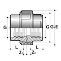 PVC-U Union Threaded Socket Imperial - WRAS Approved technical drawing showing dimensions and details.