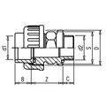 PVC-U Imperial Plain to Threaded Union with O-Ring technical drawing showcasing dimensions and design features.
