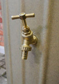 Sandstone Cosmo 200L Decorative Water Butt Planter - Stone Effect brass tap close-up