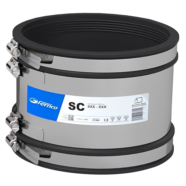 Fernco SC175 Shear-Banded Pipe Coupling 150-175mm shown in high-quality image with durable materials and robust design.