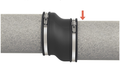 Fernco SC525 Shear Banded Pipe Coupling 500-525mm installed on drainage pipe.