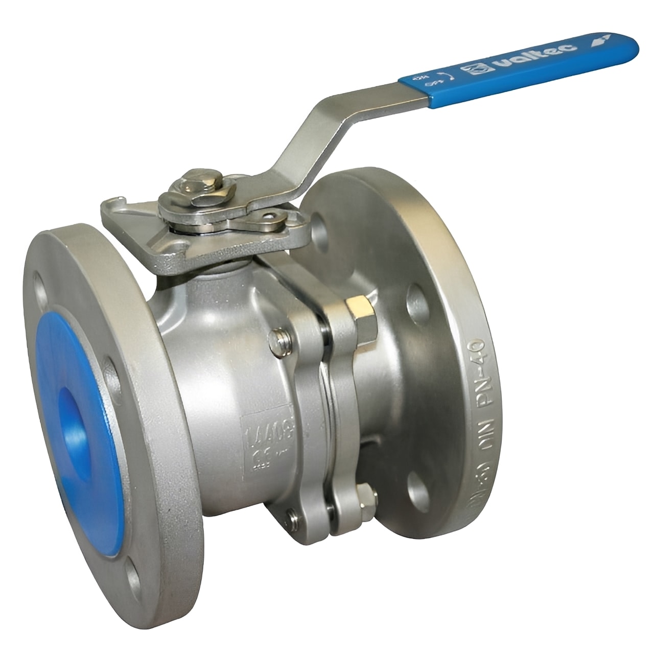 316 Stainless Steel Ball Valve Flanged PN16 ISO Top Full Bore with lever and flanged ends for fluid management.