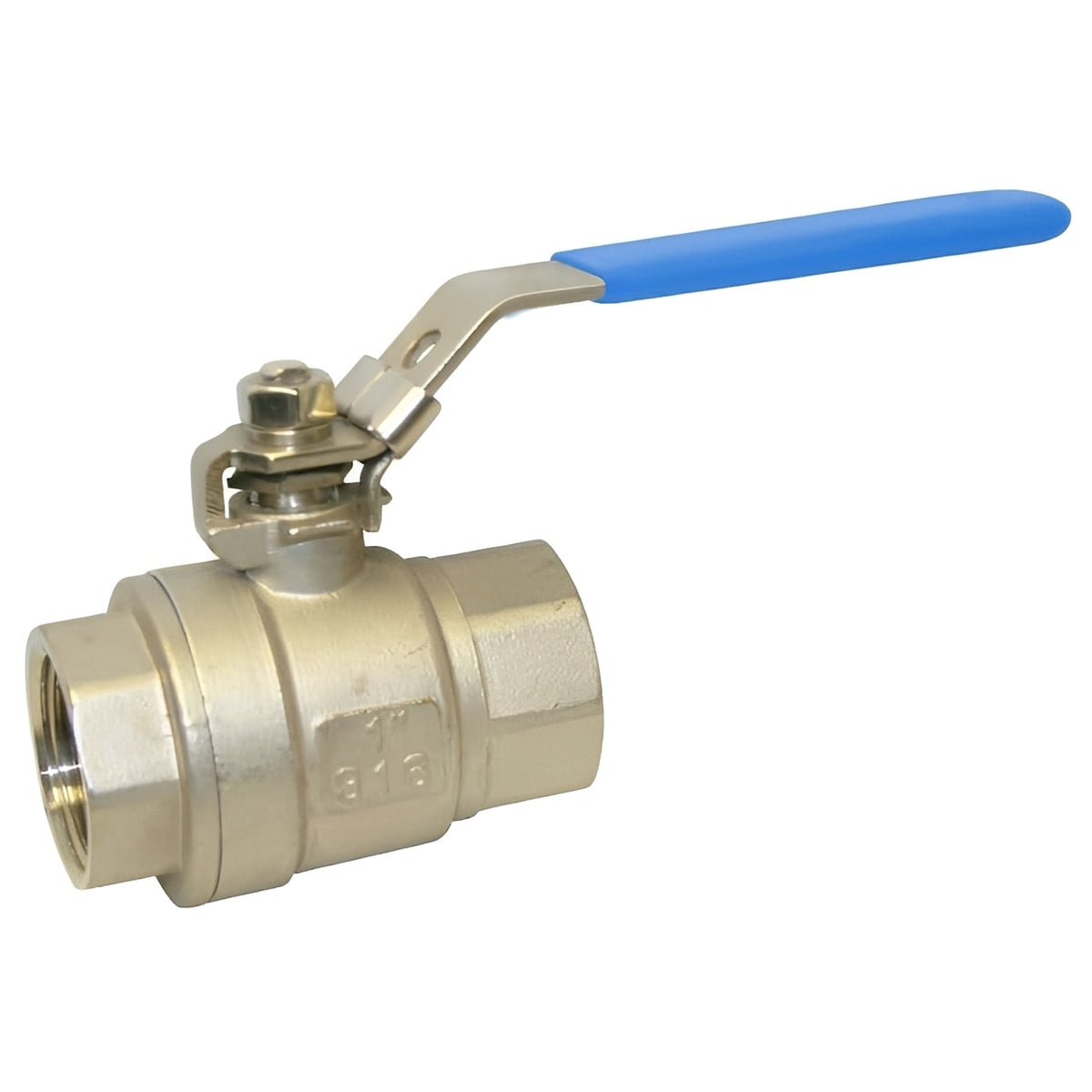 Stainless Steel 2-Piece Ball Valve - NPT Full Bore PN63 for industrial fluid systems.
