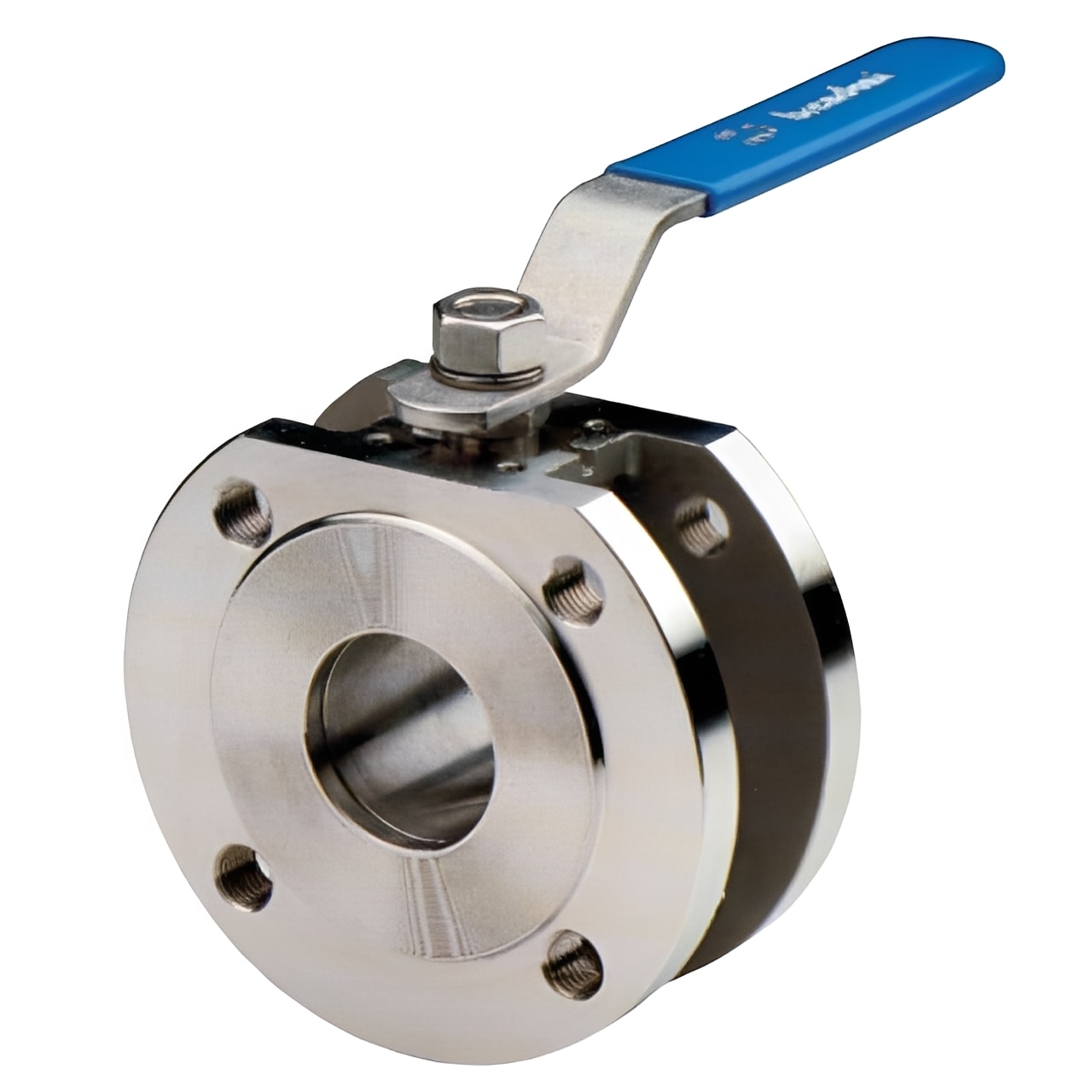 Stainless Steel Wafer Ball Valve for PN16 Flanges - Full Bore, compact design with durable stainless steel construction.