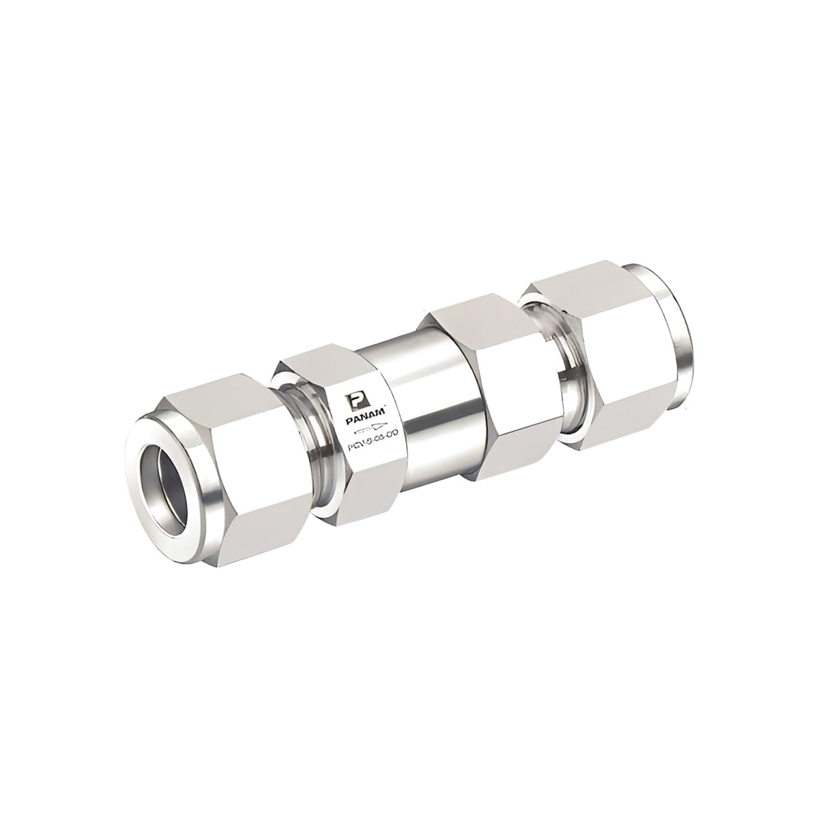 Stainless Steel Metric Compression Check Valve - 316 CF8M showcasing its durable construction and precise flow control.
