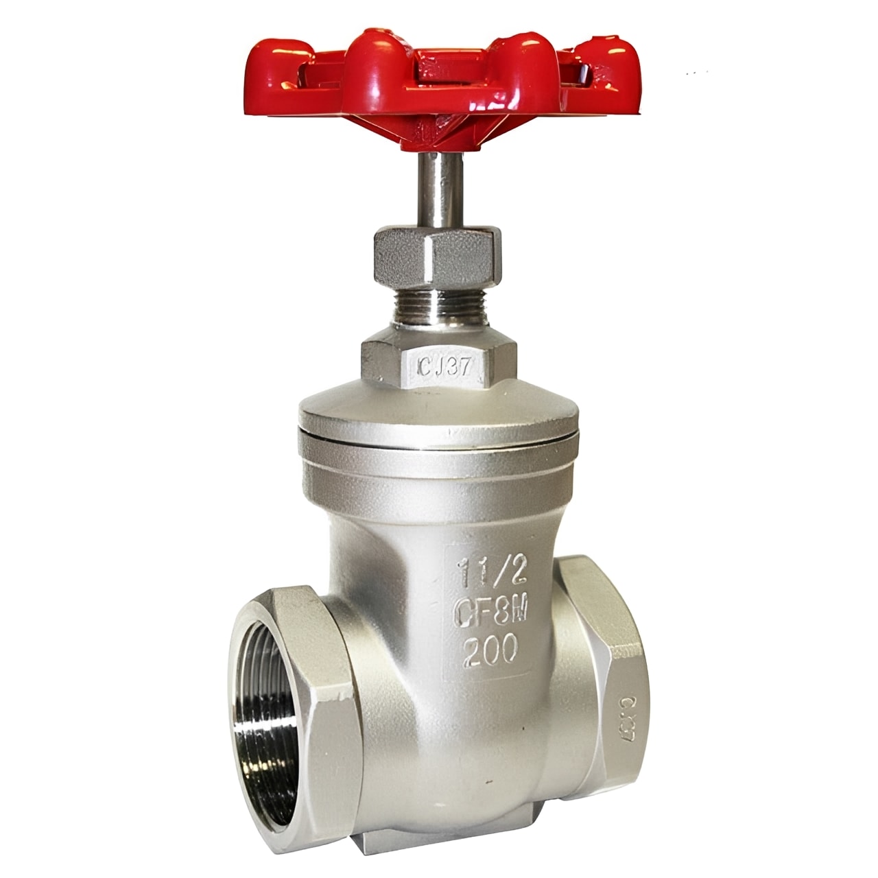 Stainless Steel Gate Valve - BSPP PN16 CF8M 316 Stainless with red handle for industrial applications