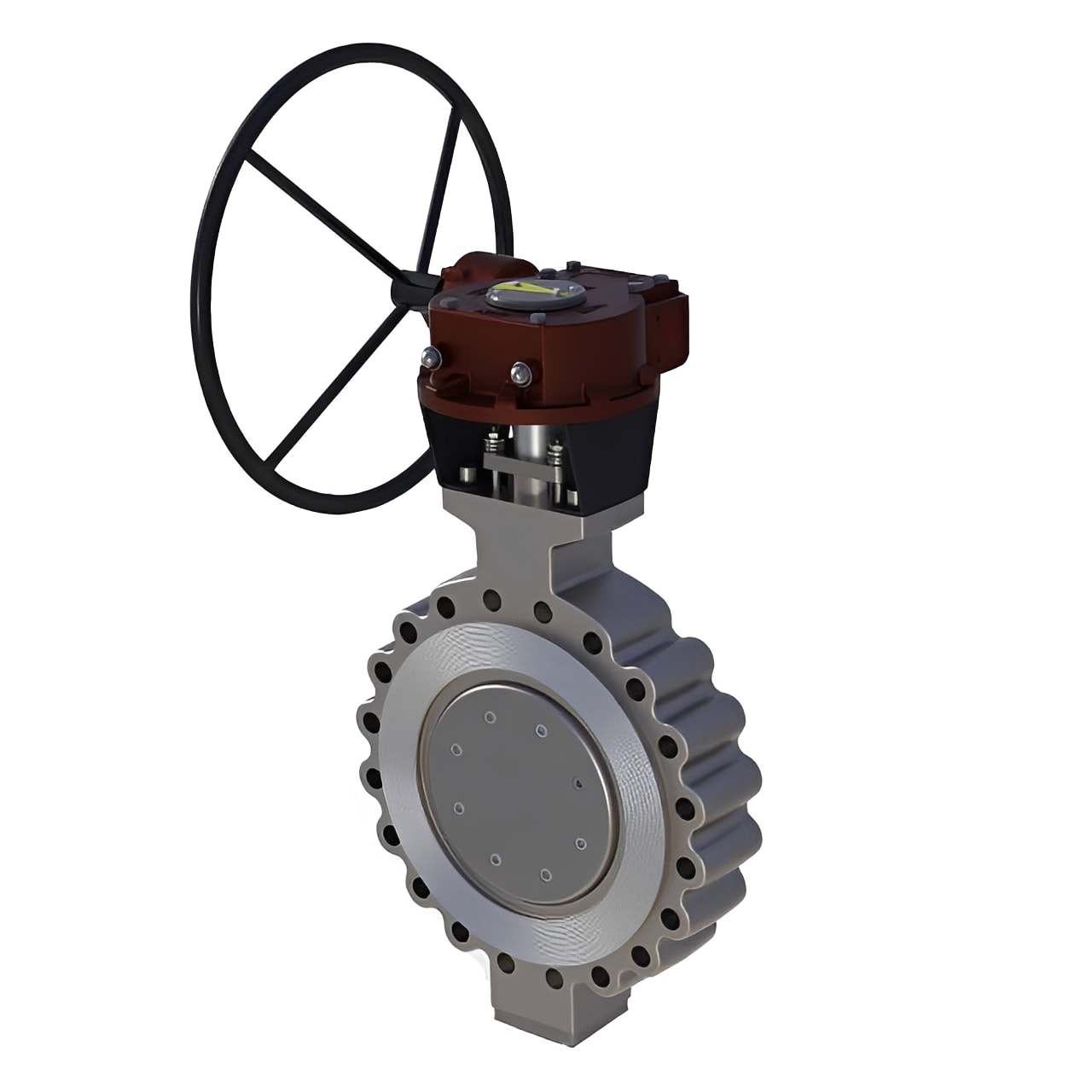Stainless Steel Lugged Butterfly Valve PN16/25 RPTFE Seat with manual wheel for precise flow control.