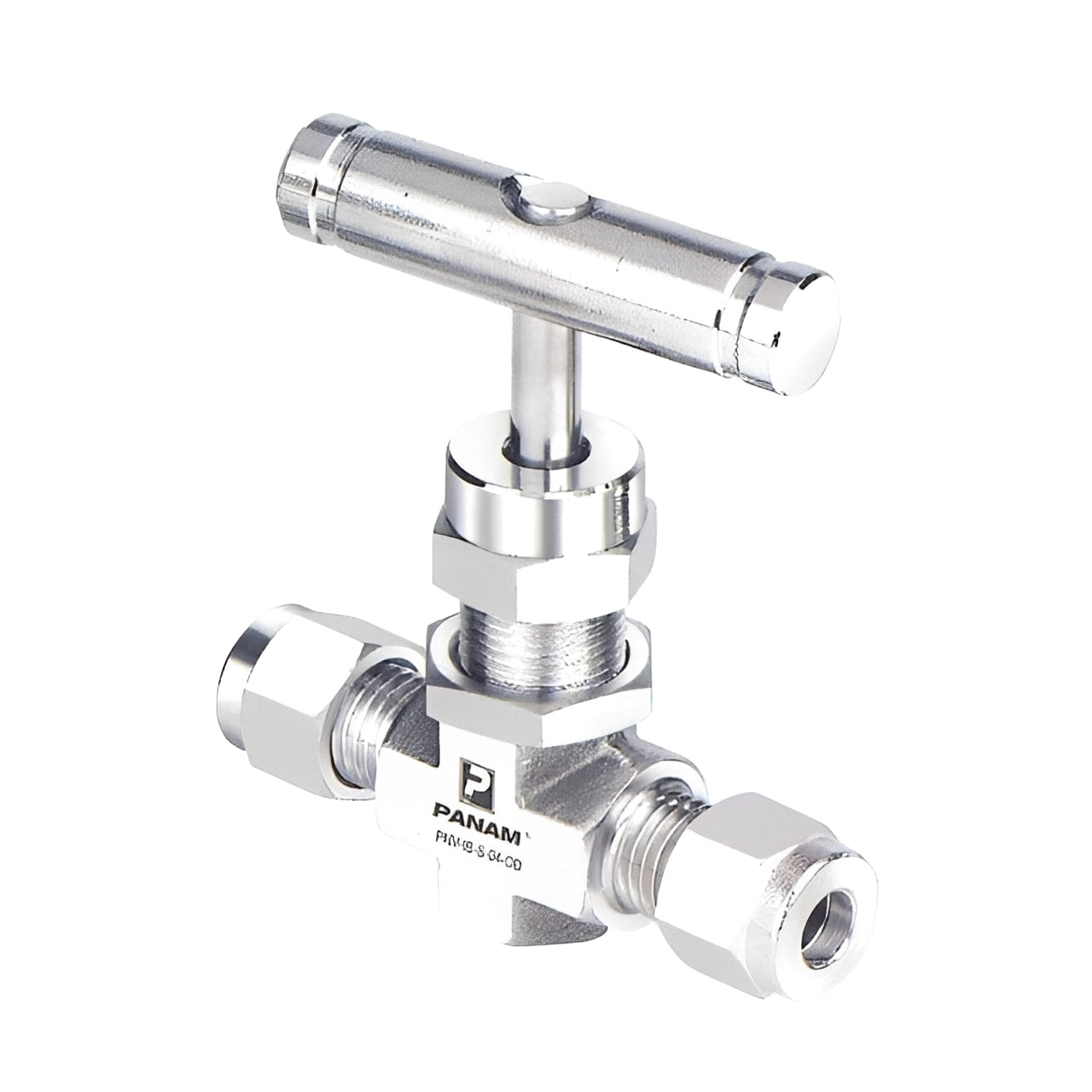 Stainless Steel Needle Valve Imperial Compression 6000psi for precise flow regulation in industrial systems.