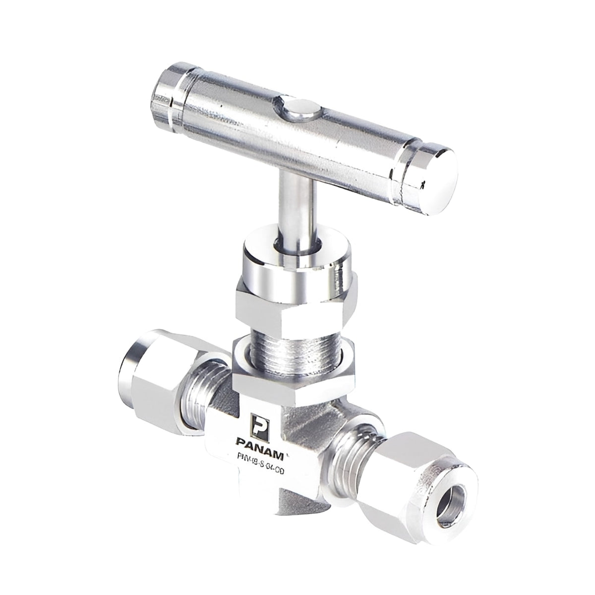 Stainless Steel Metric Compression Needle Valve - 6000 psi with precision needle for flow regulation