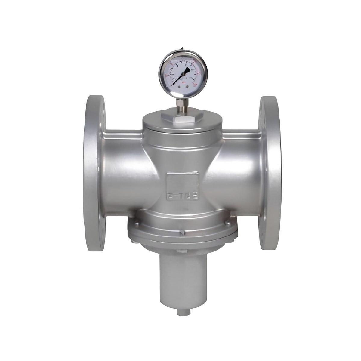 Stainless Steel Pressure Reducing Valve - WRAS Approved PN25 with gauge for accurate pressure monitoring.