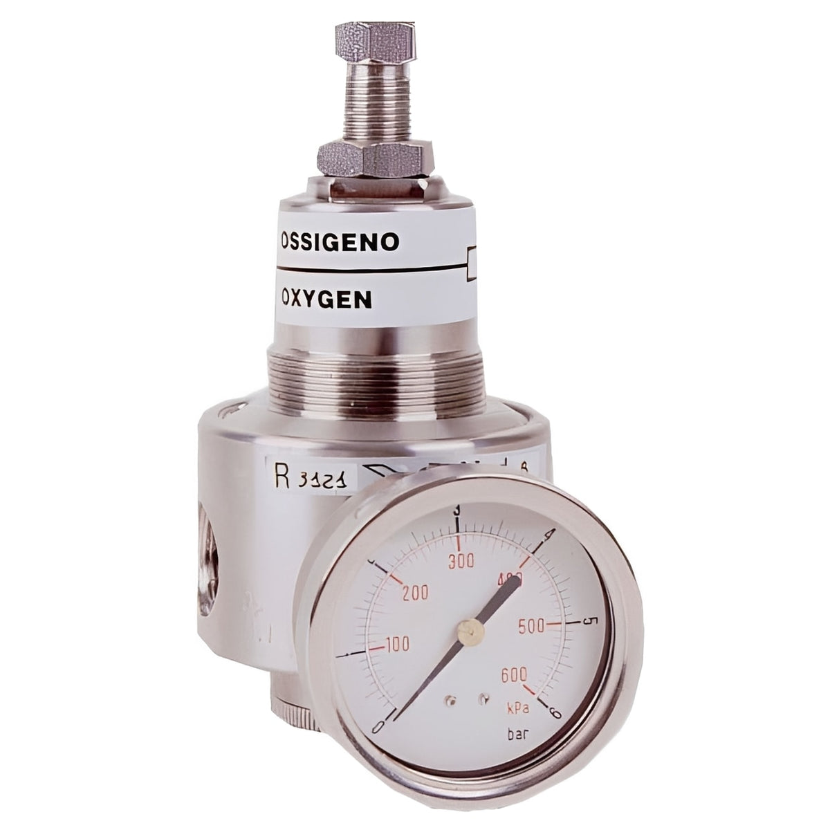 Stainless Steel Relieving Pressure Regulator - BSPP Threaded with pressure gauge for precise pressure control.