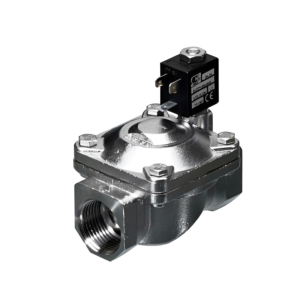 Stainless Steel Solenoid Valve - Servo-Assisted Normally Open BSPP for reliable fluid control in industrial environments.