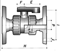 Technical diagram of PVC Double Union Flanged Ball Valve NP10/16 EPDM Seals showing detailed design and components.