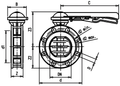 Standard PVC Butterfly Valve - EPDM Liner & Stainless Steel Shaft technical drawing and dimensions
