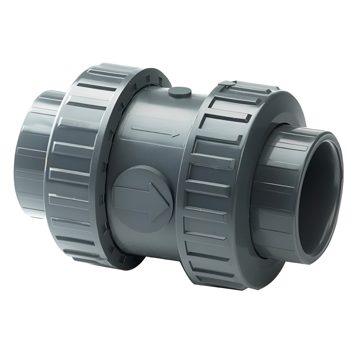 PVC Metric Double Union Spring Check Non Return Valve - EPDM Seals for reliable one-way flow and easy maintenance.