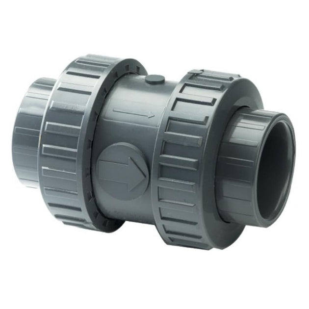 PVC Metric Double Union Spring Check Non Return Valve - EPDM Seals for reliable one-way flow and easy maintenance.