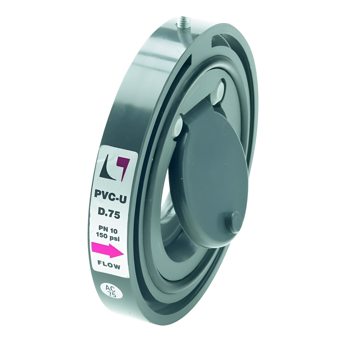 PVC Imperial Wafer Check Valve with Spring and FPM Seal, showcasing design and construction features.