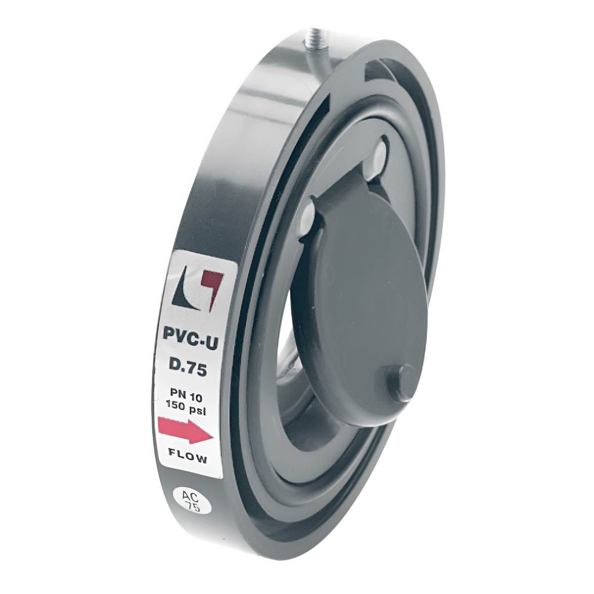 PVC Wafer Check Valve - Without Spring EPDM Seal, featuring a hinged disk design for non-return flow.