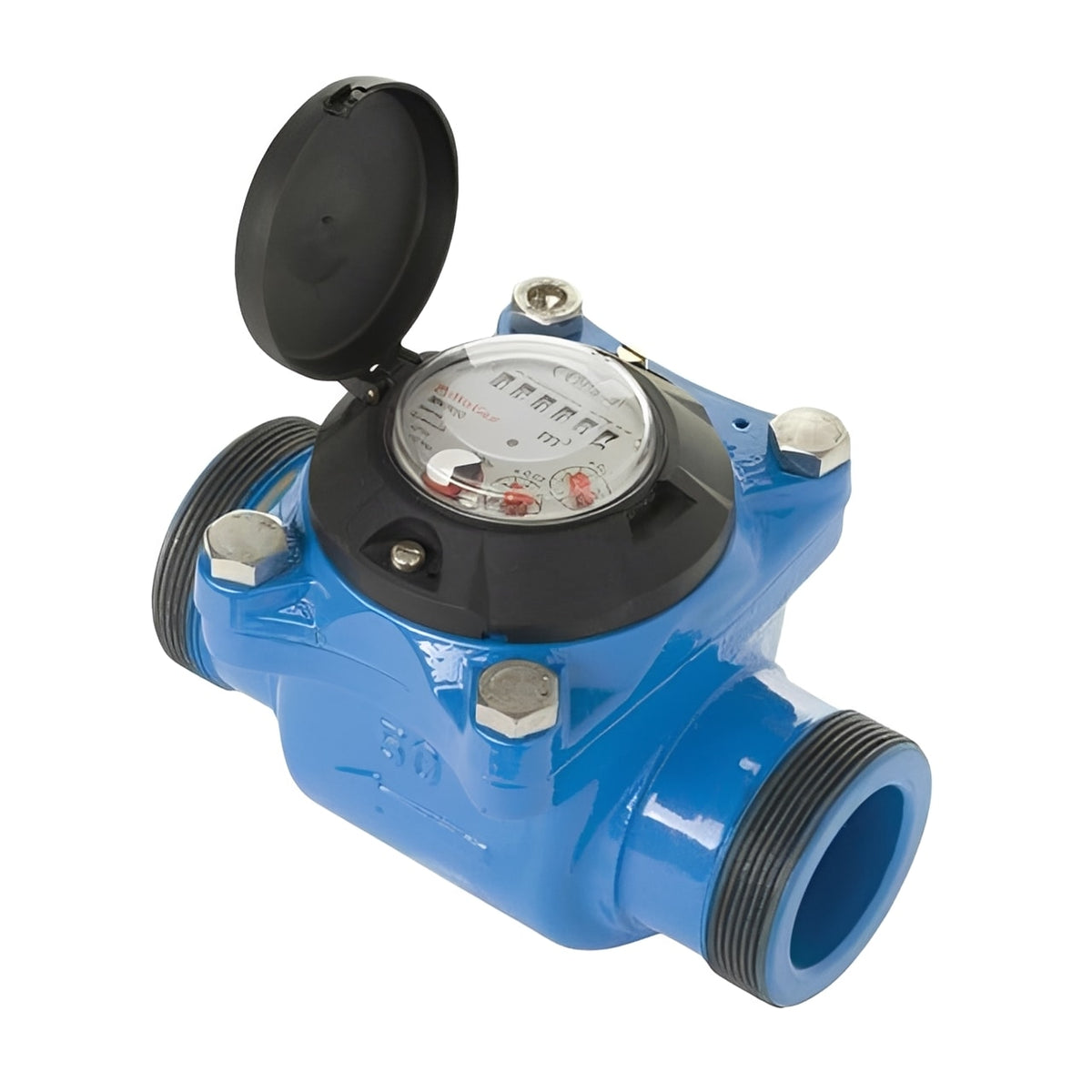 Woltmann Water Meter - Screwed BSP MID & WRAS Approved - Compact and durable flow measurement device.